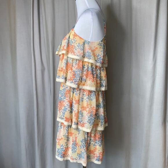 Kensie Pretty Tiered Ruffle Slip Dress - Lace Trim Sz Small NWOT - Picture 3 of 8